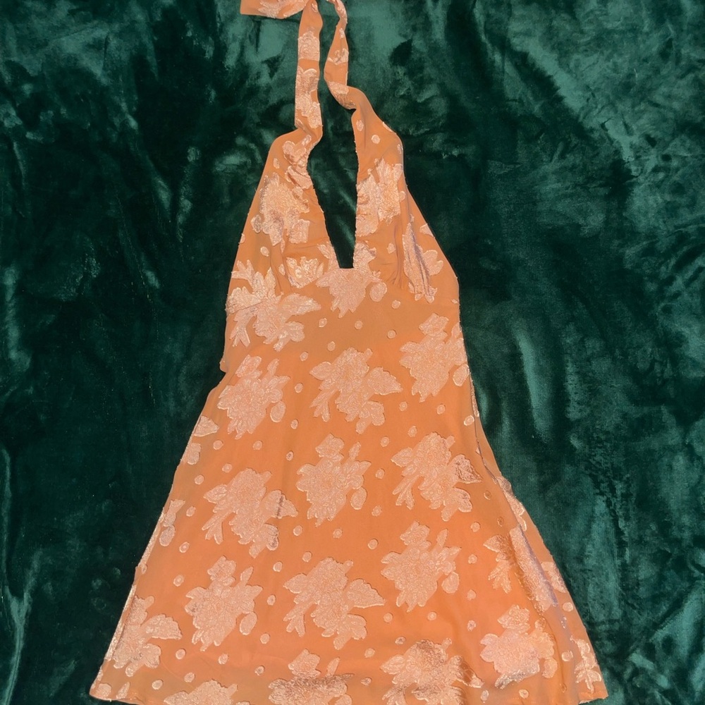 Chic Backless Orange Floral Dress